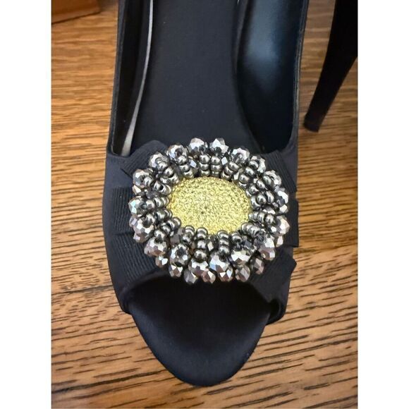 Apt. 9 Black Embellished Cindy Platform Peep Toe Shoes Size 9.5 Y2K, Whimsygoth - Picture 5 of 13